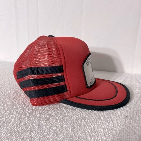 Vintage Red Black Rocky Lane Farms Mesh Back Snap Back Trucker Hat - Picture 2 of 10